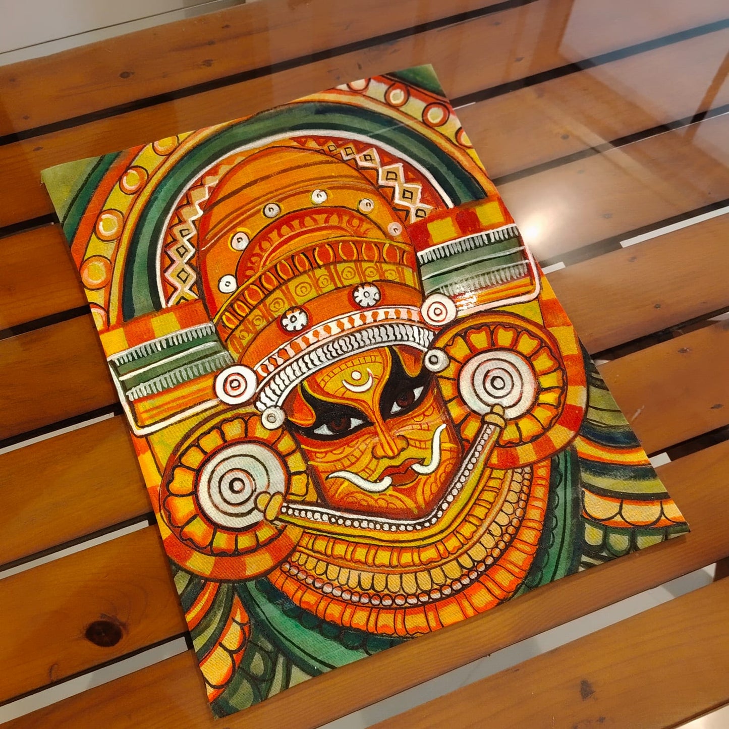 Hand-Painted Fabric Patch with Theyyam Motif