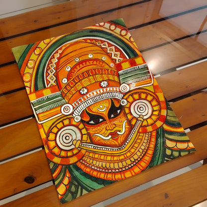 Hand-Painted Fabric Patch with Theyyam Motif