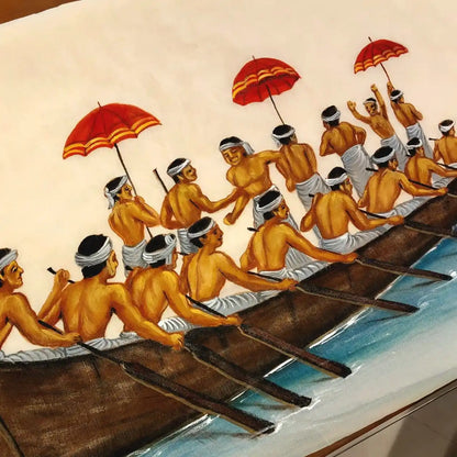 Classic Kerala Saree With Artisanal Boat Race Artwork