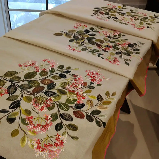 Classic Kerala Saree With Artisanal Boat Race Artwork