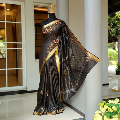 Gracefully Hand Embroidered in Semi Linen Silk