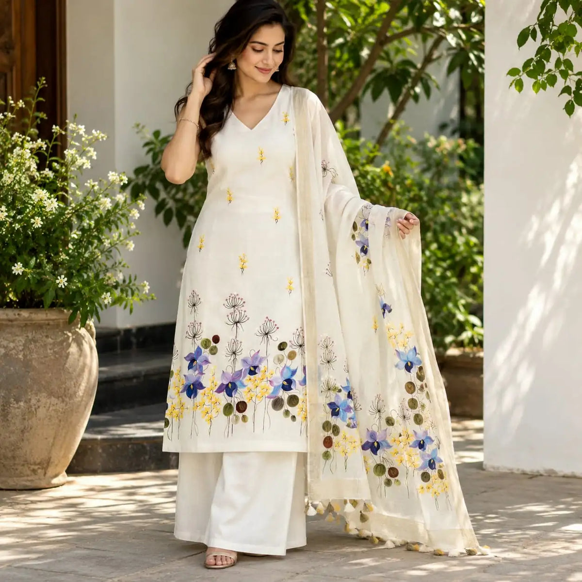 Graceful Hand-Painted Linen Charm
