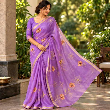 Pure Silk Kota Saree Adorned With Hand-Painted Finesse
