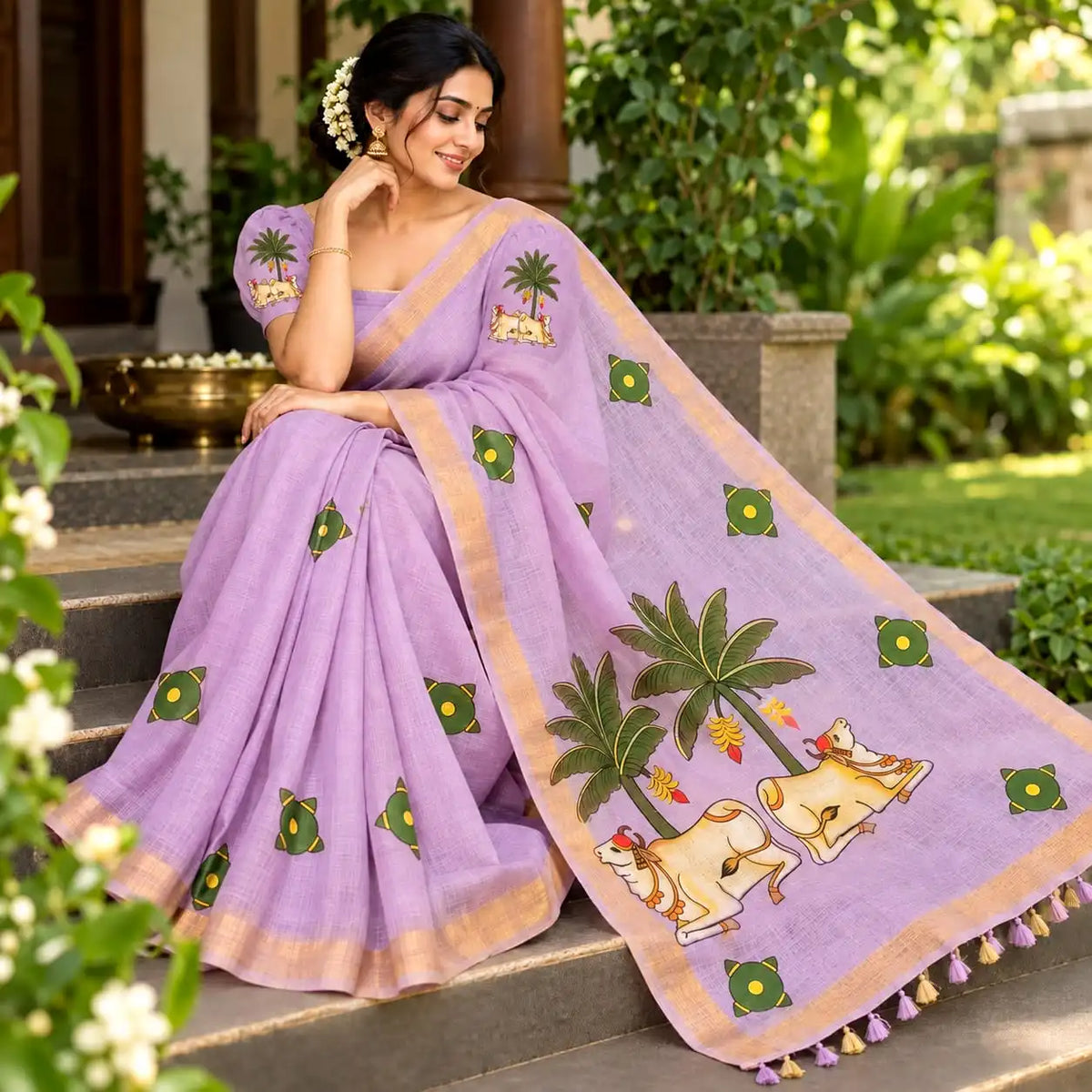Pichwai Elegance On Kota Doria Saree