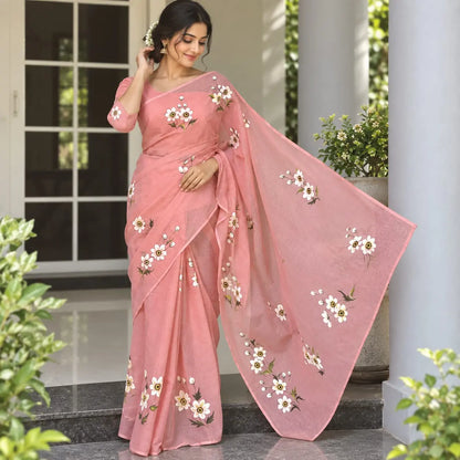 Elegant Hand-Painted Pure Kota Saree
