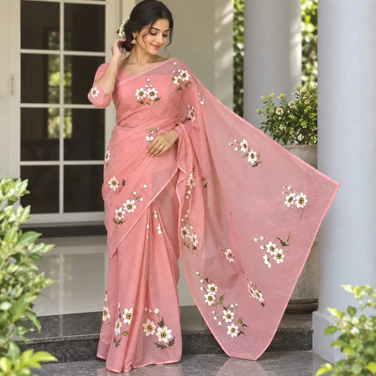 Elegant Hand-Painted Pure Kota Saree