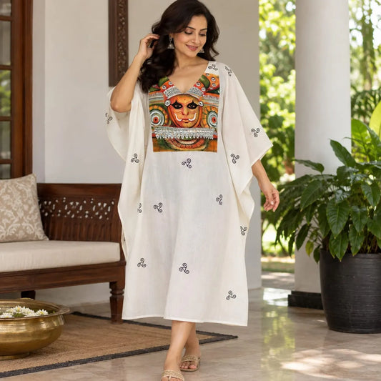 Hand painted Kaftan with Theyyam Motif