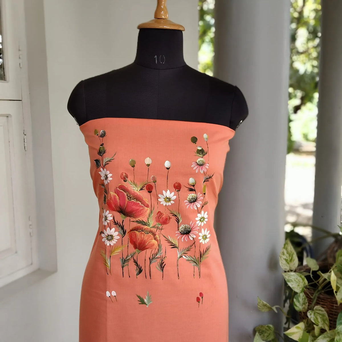 Hand-Painted Kurti Fabric in Soft Cotton