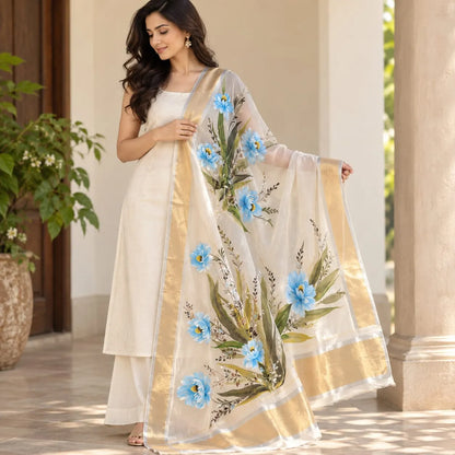 Hand-Painted Chanderi Silk Dupatta