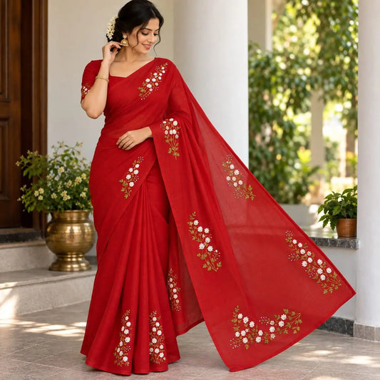 Delicate Hand-Embroidered Beauty in Mal Chanderi