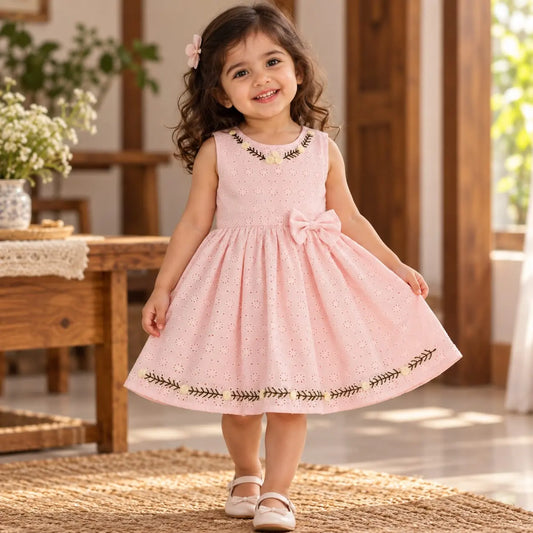 Gracefull Pastel Pink Hakoba Frock For Your Little Princess