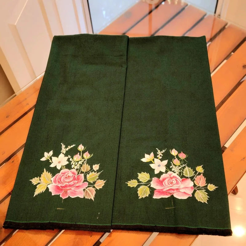 Elegantly Hand-Crafted Blouse Fabric With graceful floral motifs  •