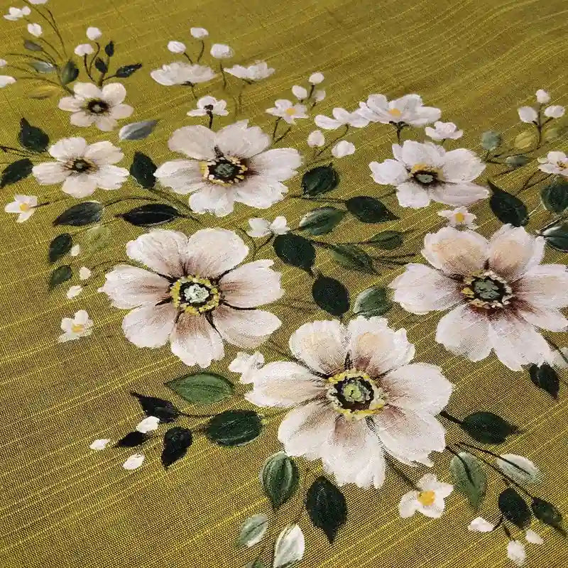 Beautifully Detailed Floral Hand-Painting On A Premium Blouse Piece