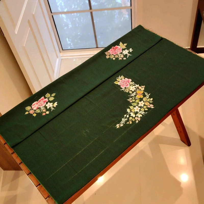 Elegantly Hand-Crafted Blouse Fabric With graceful floral motifs  •