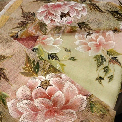 Hand-Painted Florals on Airy Kota Doria