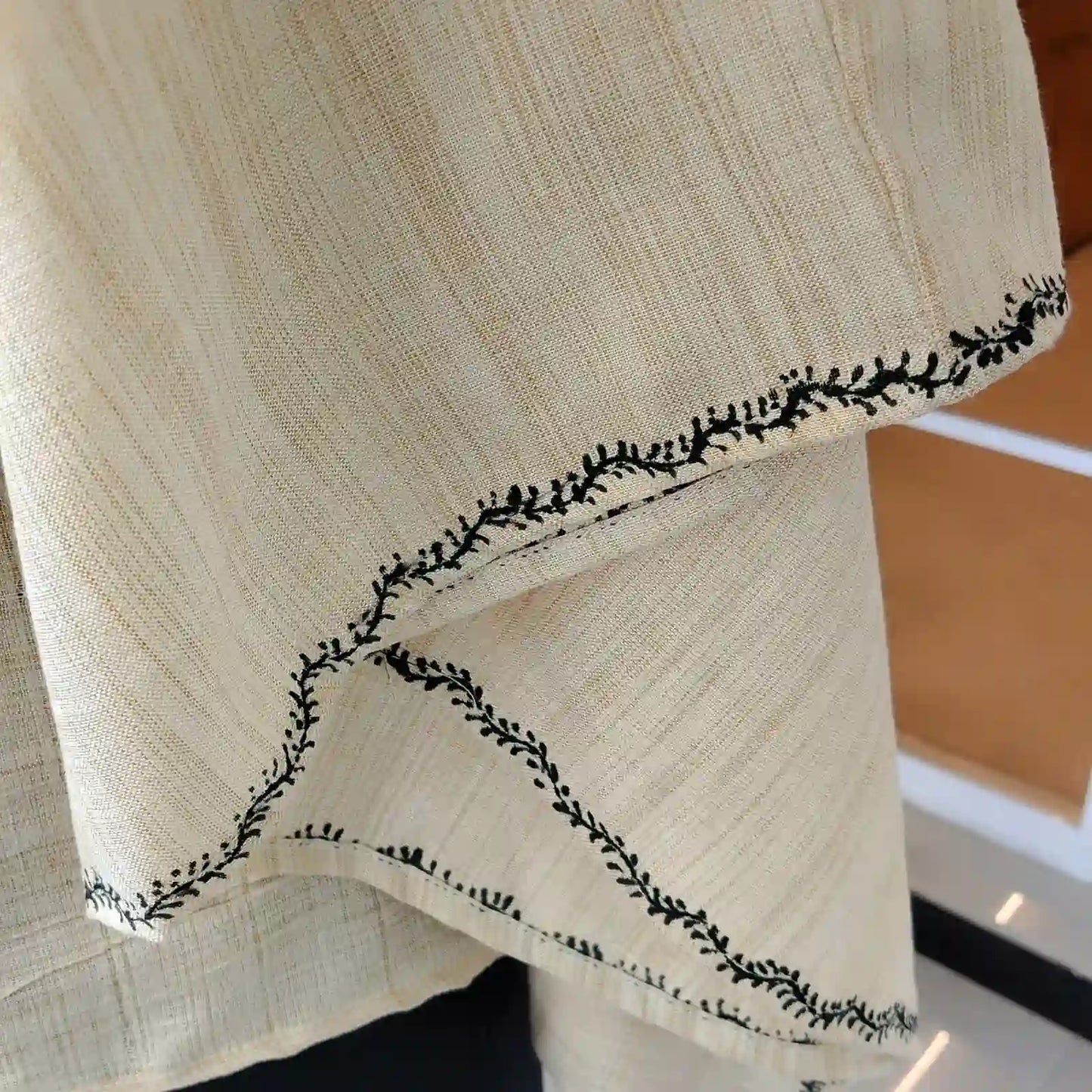 Hand-Painted Short Kaftan In Khadi Cotton