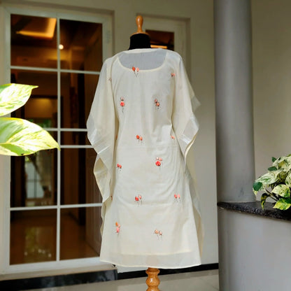 Long Kaftan Hand-Painted with Pretty wild Roses
