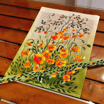 Wild Flowers Hand-Painted Fabric Patch