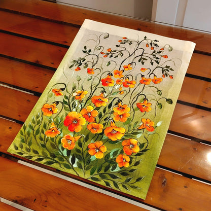 Wild Flowers Hand-Painted Fabric Patch