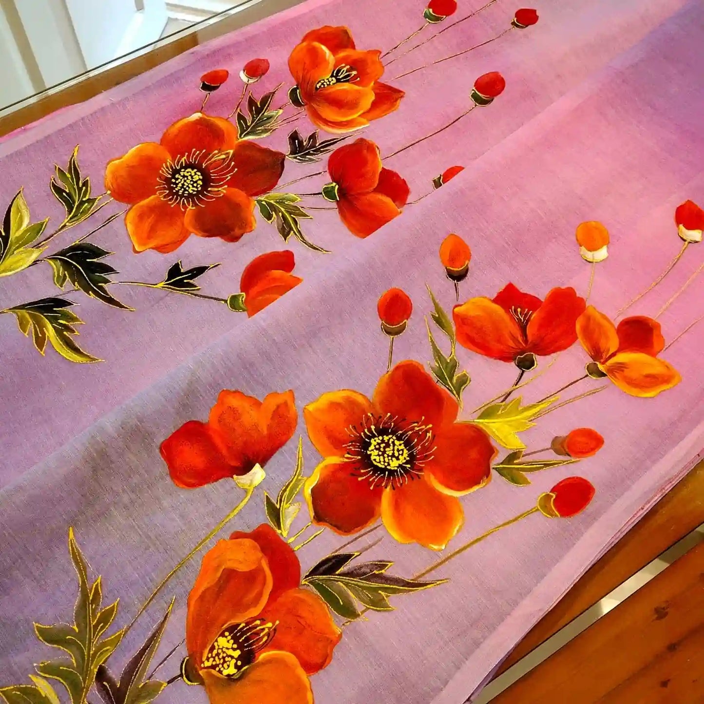 Hand Dyed Chanderi Silk Saree With Hand-Painted Elegance