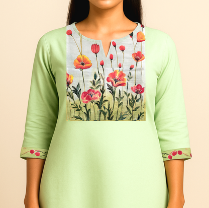 Wild Flowers Painted On Fabric Patches